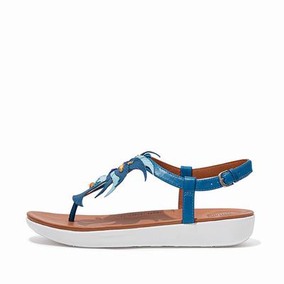 Fitflop Women's TIA Jewel Feather Leather Back-Strap Sandals - Blue, IF3596408